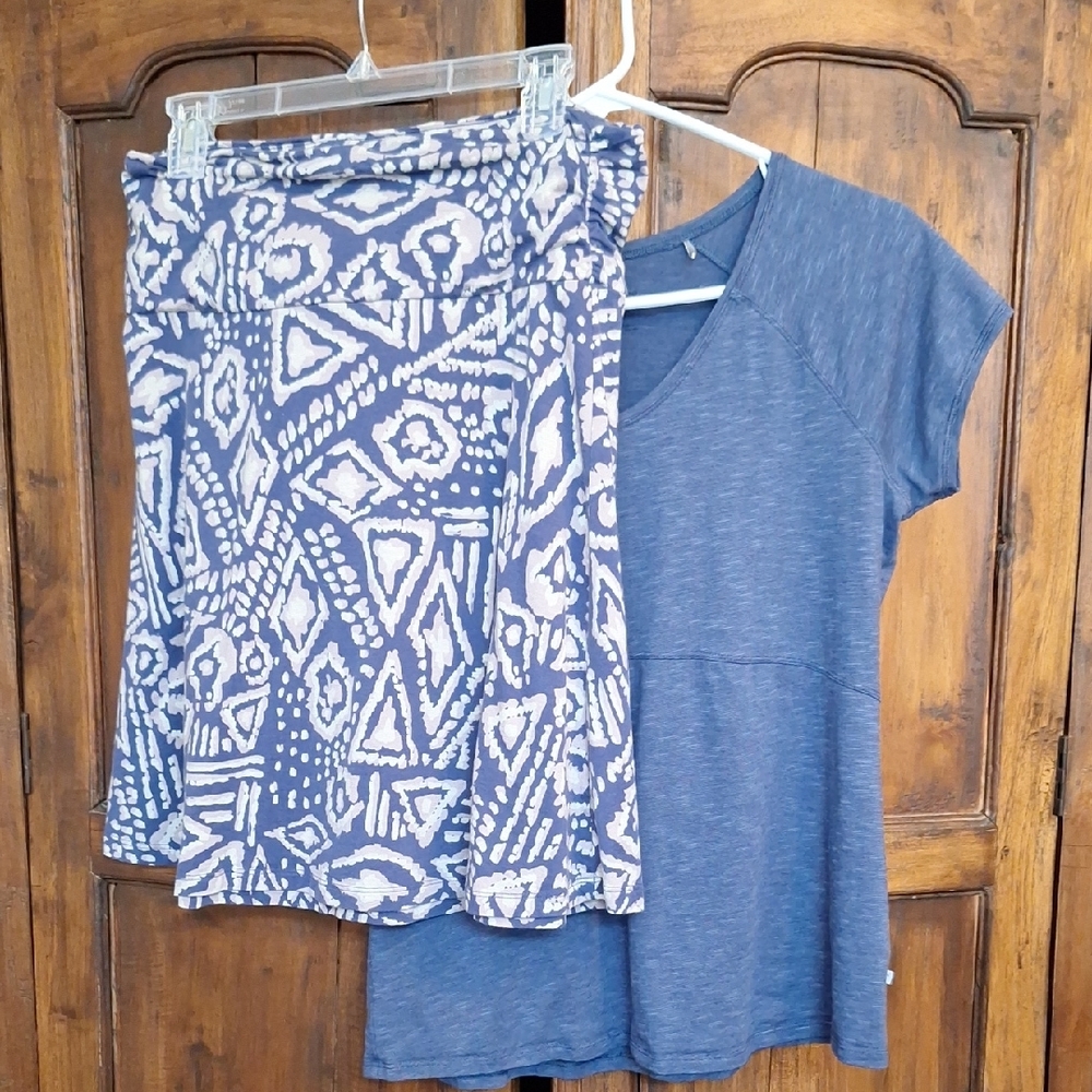 Blue Patterned Skirt and Top Set